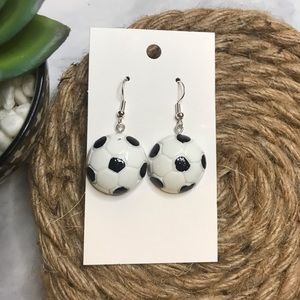 Soccer ball dangle earrings